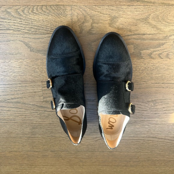 Sam Edelman woman’s black Balfour Real Fur Hair Double Buckle loafer - Picture 15 of 15